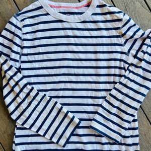Mini Boden Boys Sz 9-10 Blue & White Striped Shirt